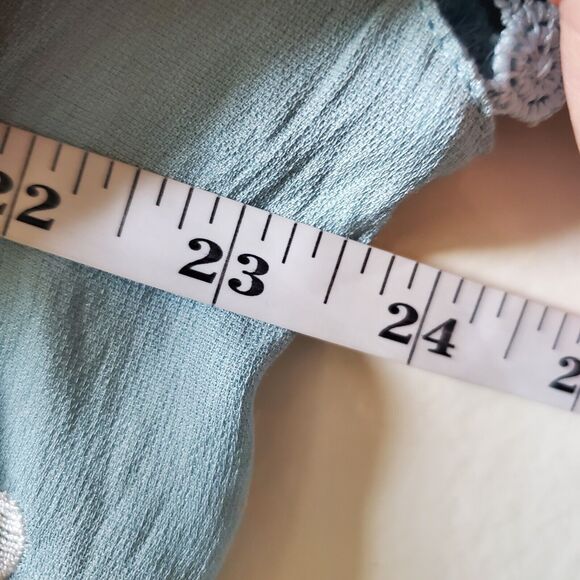 Cirana Button Up Top Womans XL Embrolidred Sky Blue Lace Insets - Picture 13 of 14